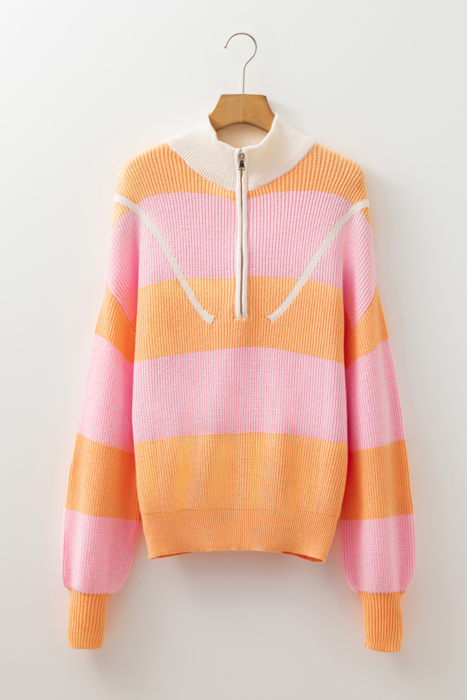 Love Kuza - Citrus Glow Quarter-Zip Sweater