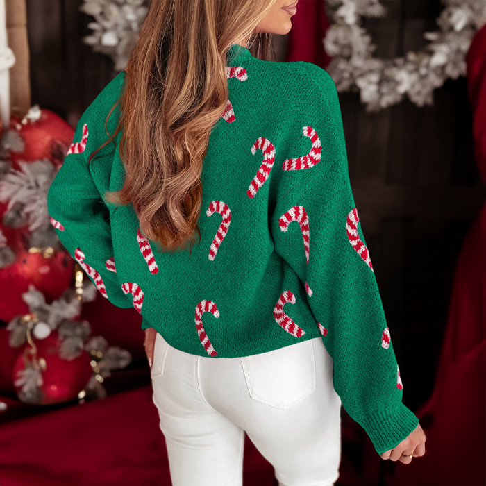 Love Kuza - Green Candy Cane Crush Sweater