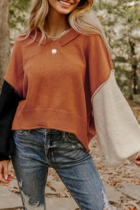 Love Kuza - Autumn Ember Colorblock Sweater