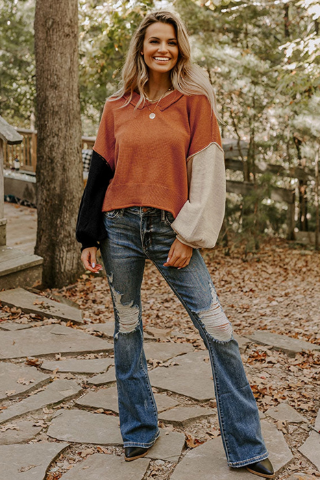 Love Kuza - Autumn Ember Colorblock Sweater