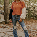  Love Kuza - Autumn Ember Colorblock Sweater