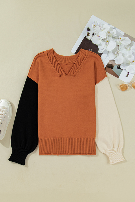 Love Kuza - Autumn Ember Colorblock Sweater