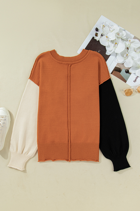 Love Kuza - Autumn Ember Colorblock Sweater