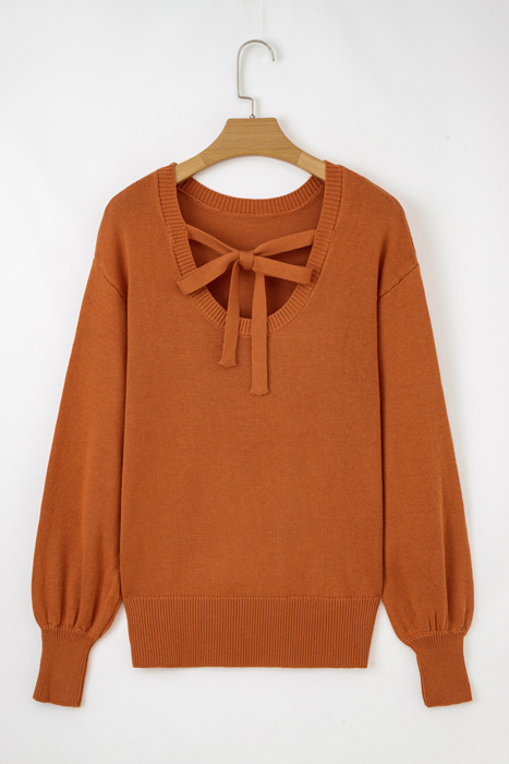 Love Kuza - Autumn Ribbon-Back Knit Sweater