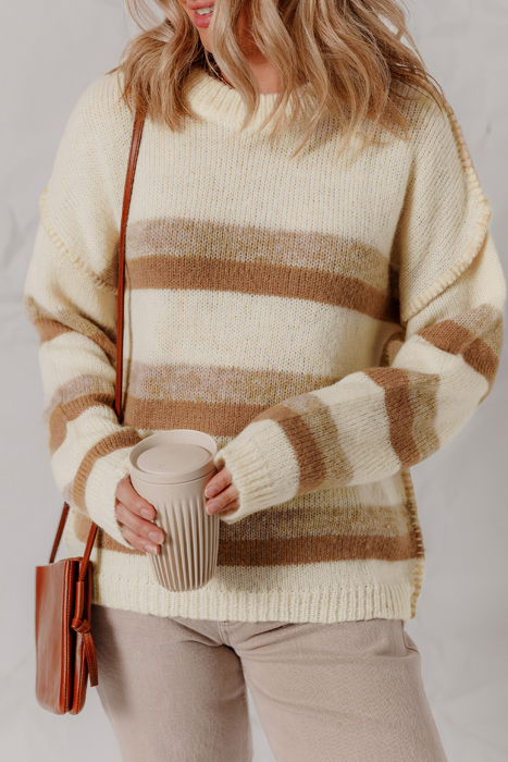 Love Kuza - Caramel Drift Striped Sweater