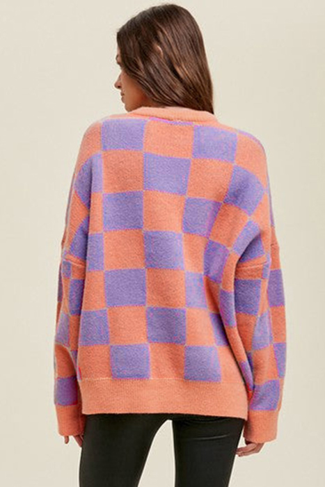 Love Kuza - Sunset Pop Checker Sweater