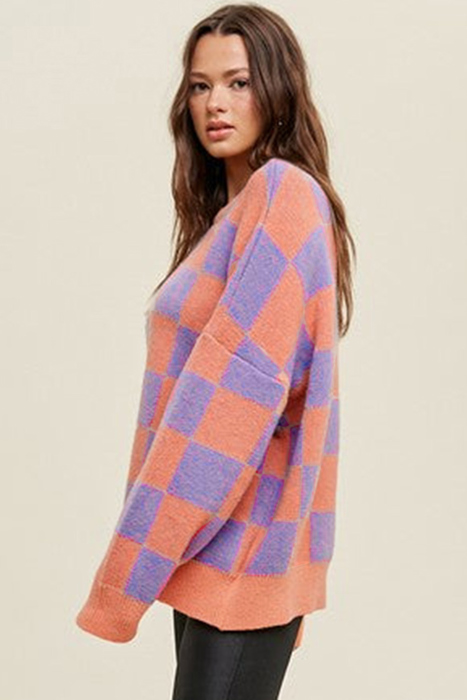Love Kuza - Sunset Pop Checker Sweater