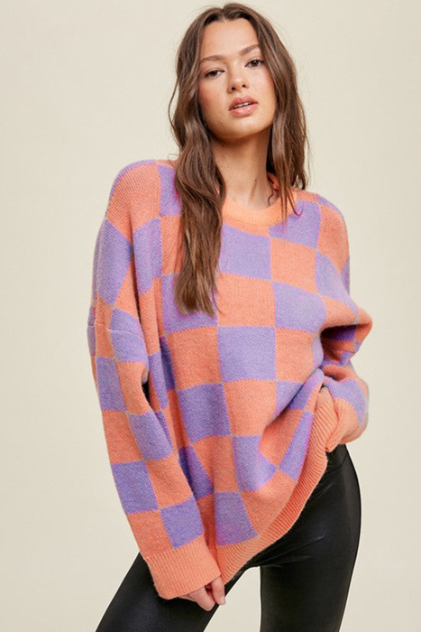 Love Kuza - Sunset Pop Checker Sweater
