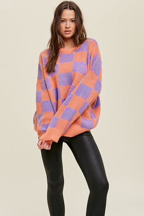 Love Kuza - Sunset Pop Checker Sweater