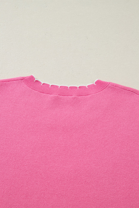 Love Kuza - Magenta Scallop Bow Sweater