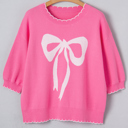 Love Kuza - Magenta Scallop Bow Sweater