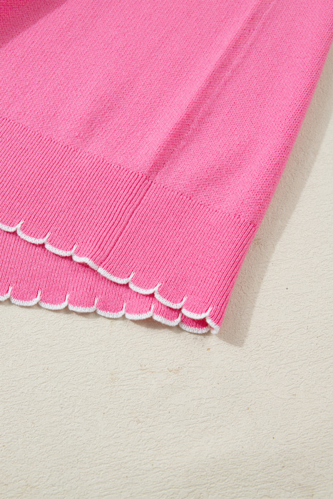 Love Kuza - Magenta Scallop Bow Sweater