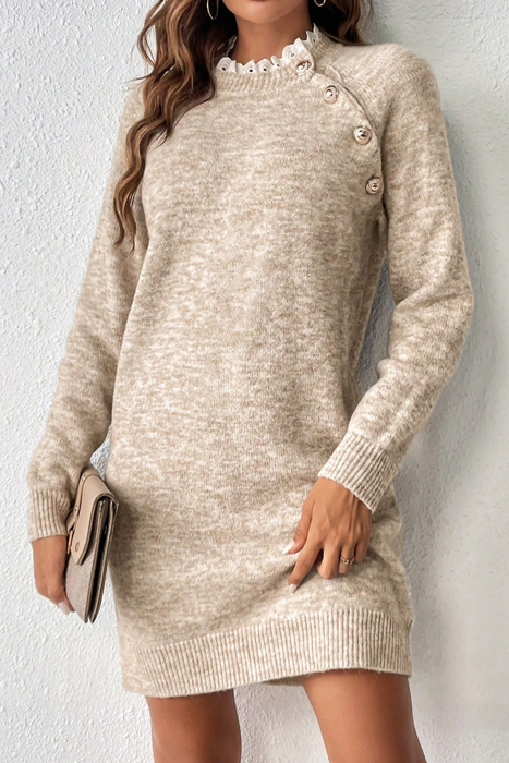 Love Kuza - Winter Button Charm Sweater Dress