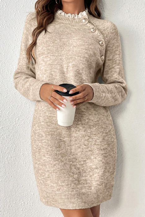Love Kuza - Winter Button Charm Sweater Dress