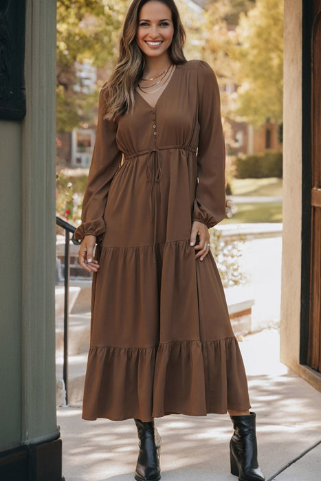 Love Kuza - Chestnut Whispers Maxi Dress
