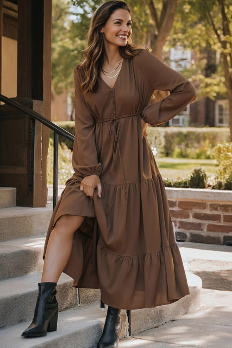 Love Kuza - Chestnut Whispers Maxi Dress