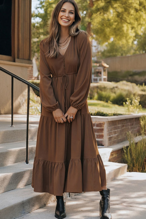 Love Kuza - Chestnut Whispers Maxi Dress