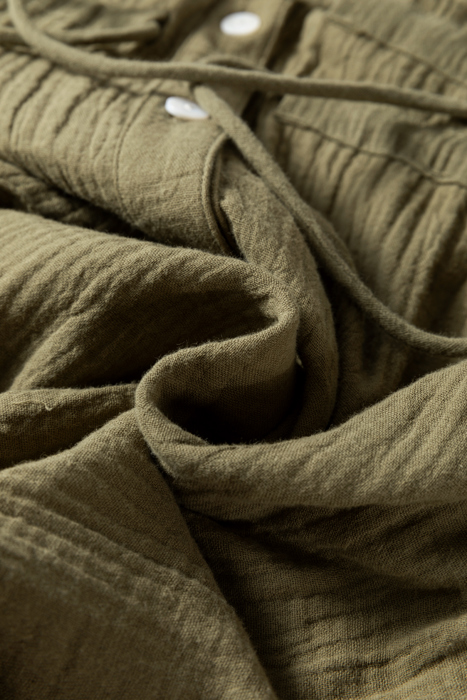 Love KuzZ -Olive Whisper Cotton Shirt Dress