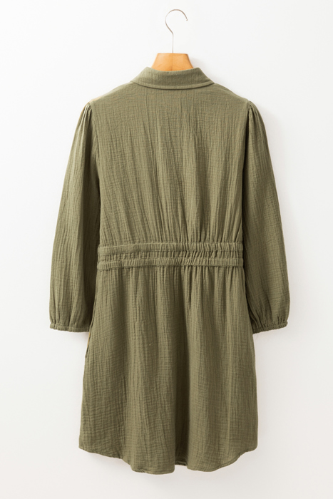 Love KuzZ -Olive Whisper Cotton Shirt Dress
