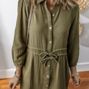  Love KuzZ -Olive Whisper Cotton Shirt Dress