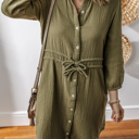  Love KuzZ -Olive Whisper Cotton Shirt Dress
