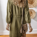  Love KuzZ -Olive Whisper Cotton Shirt Dress