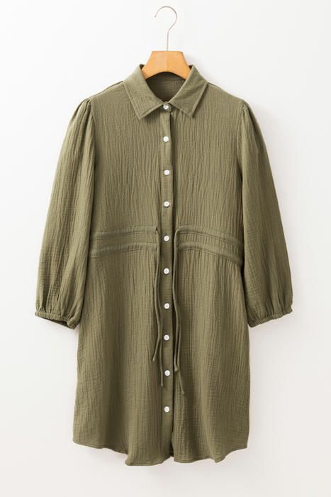Love KuzZ -Olive Whisper Cotton Shirt Dress