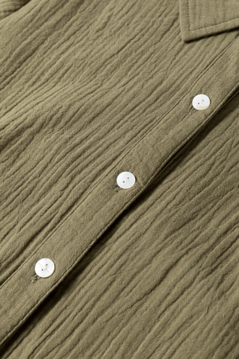 Love KuzZ -Olive Whisper Cotton Shirt Dress