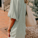  <.>- Sage Stripe Pocket Shirt Dress