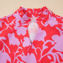  <.>- Coral Peony Ruffle Mini Dress