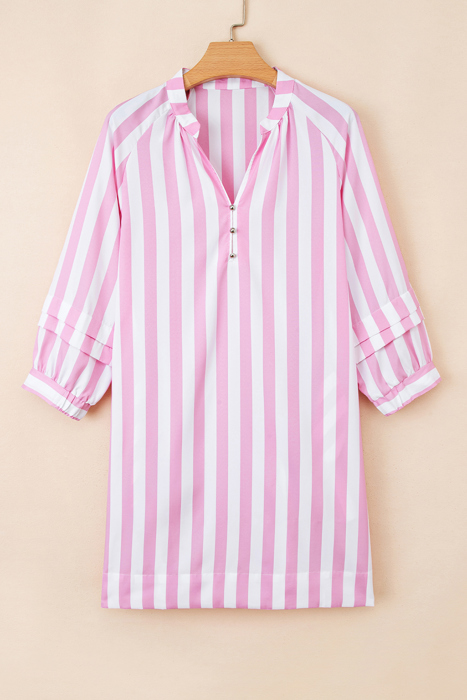  - Candy Stripe Ruffle Mini Dress