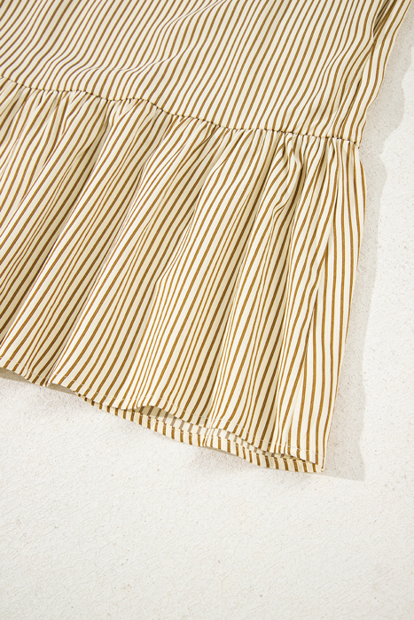  - Toffee Stripe Ruffle Mini Dress
