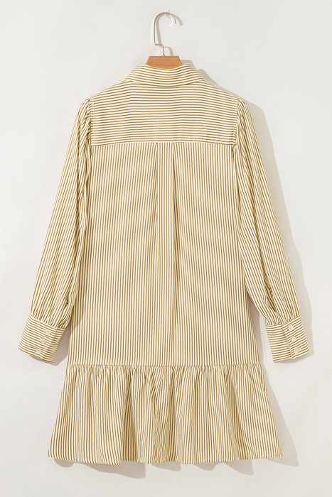 - Toffee Stripe Ruffle Mini Dress