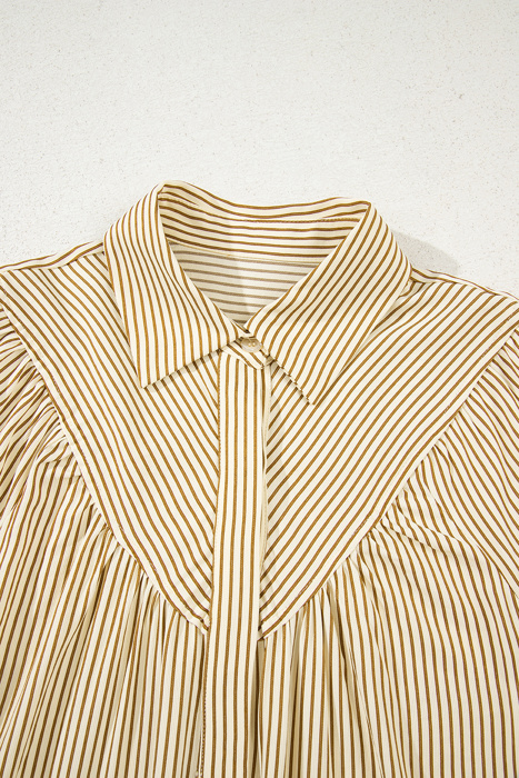  - Toffee Stripe Ruffle Mini Dress