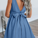   - Denim Dream Tie-Back Mini Dress