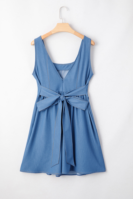  - Denim Dream Tie-Back Mini Dress