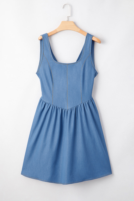  - Denim Dream Tie-Back Mini Dress