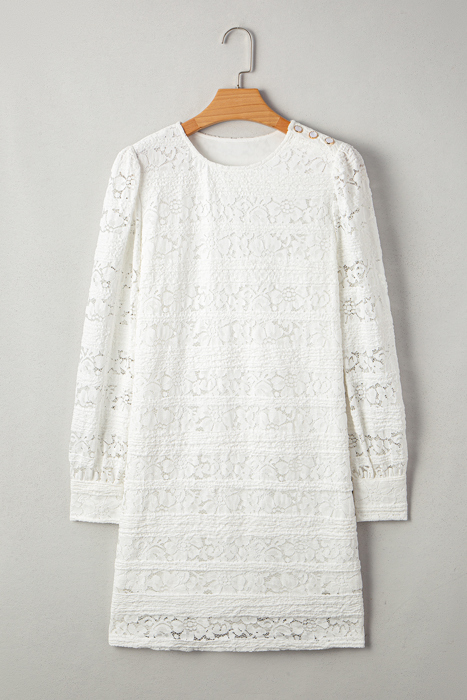 <.>- Ivory Lace Garden Mini Dress