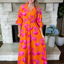  <.>- Neon Poppy Paradise Midi Dress