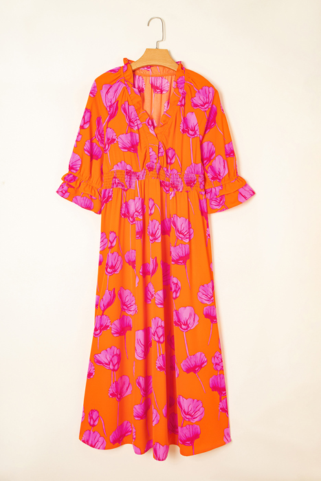 <.>- Neon Poppy Paradise Midi Dress