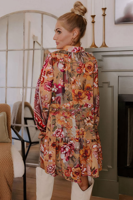 Love Kuza - Autumn Bloom Tiered Shirt Dress