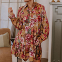  Love Kuza - Autumn Bloom Tiered Shirt Dress