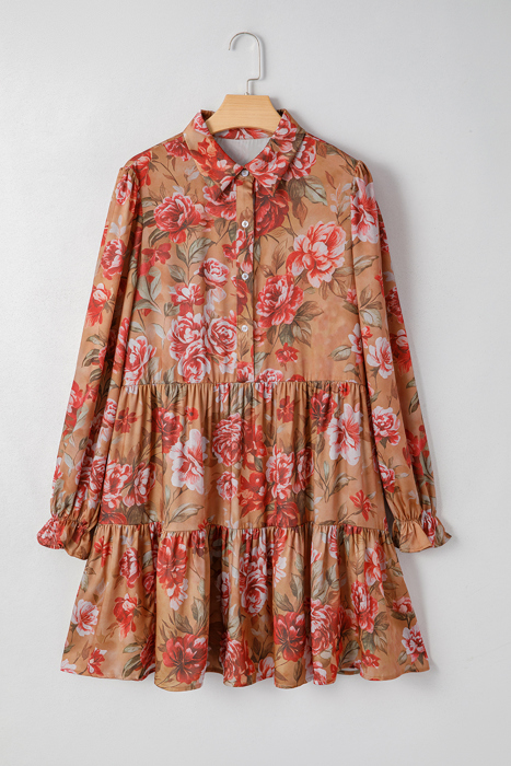 Love Kuza - Autumn Bloom Tiered Shirt Dress