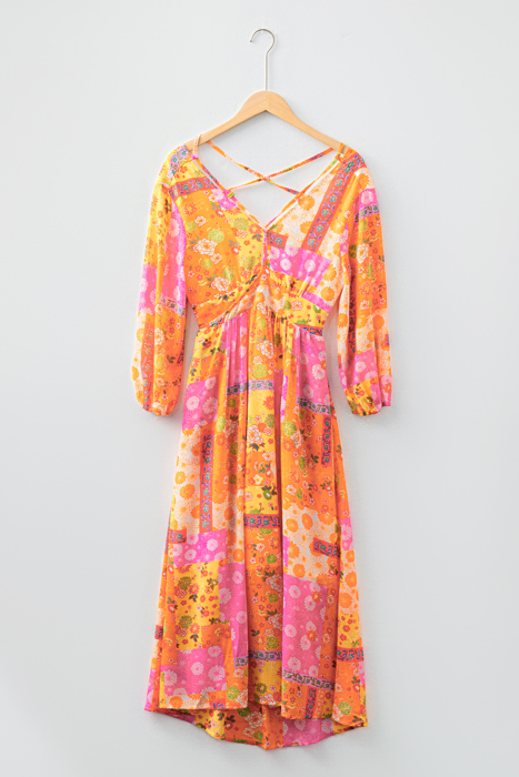 - Sunset Patchwork Maxi Dress