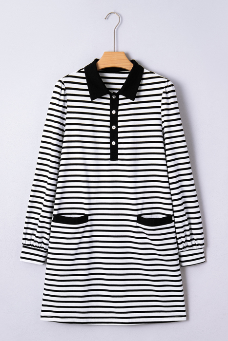  - Monochrome Breton Polo Dress