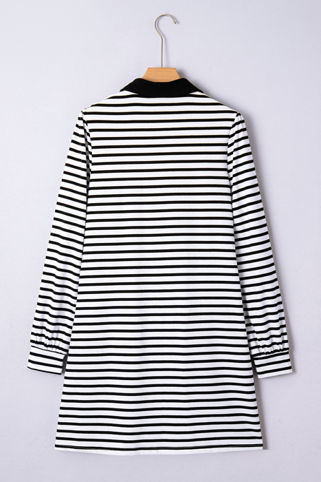  - Monochrome Breton Polo Dress