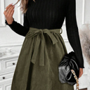  Love Kuza - Olive Grace Knit Belted 1 Piece Dress (Top included)