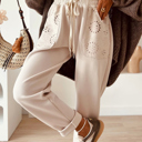  Love Kuza - Ivory Bloom Eyelet Joggers