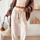  Love Kuza - Ivory Bloom Eyelet Joggers