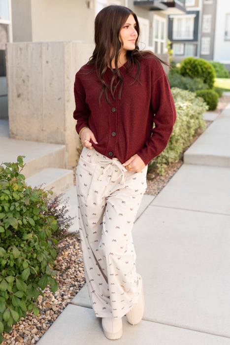 Love Kuza - Bow Whisper Ribbed Lounge Pant